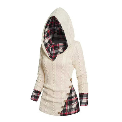 Elena | Sudadera con capucha y patchwork de punto Highland