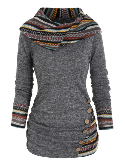Sudadera con capucha boho patchwork para mujer