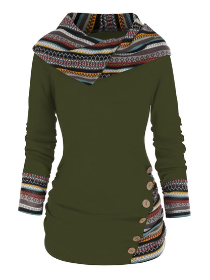 Sudadera con capucha boho patchwork para mujer