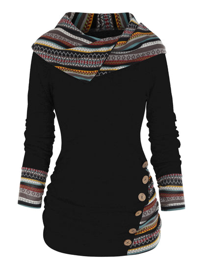 Sudadera con capucha boho patchwork para mujer
