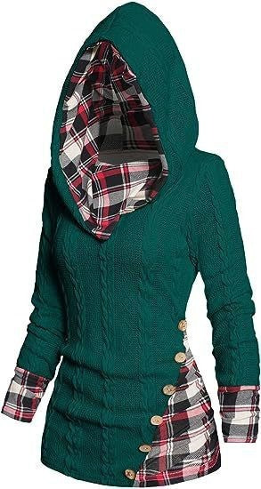 Elena | Sudadera con capucha y patchwork de punto Highland