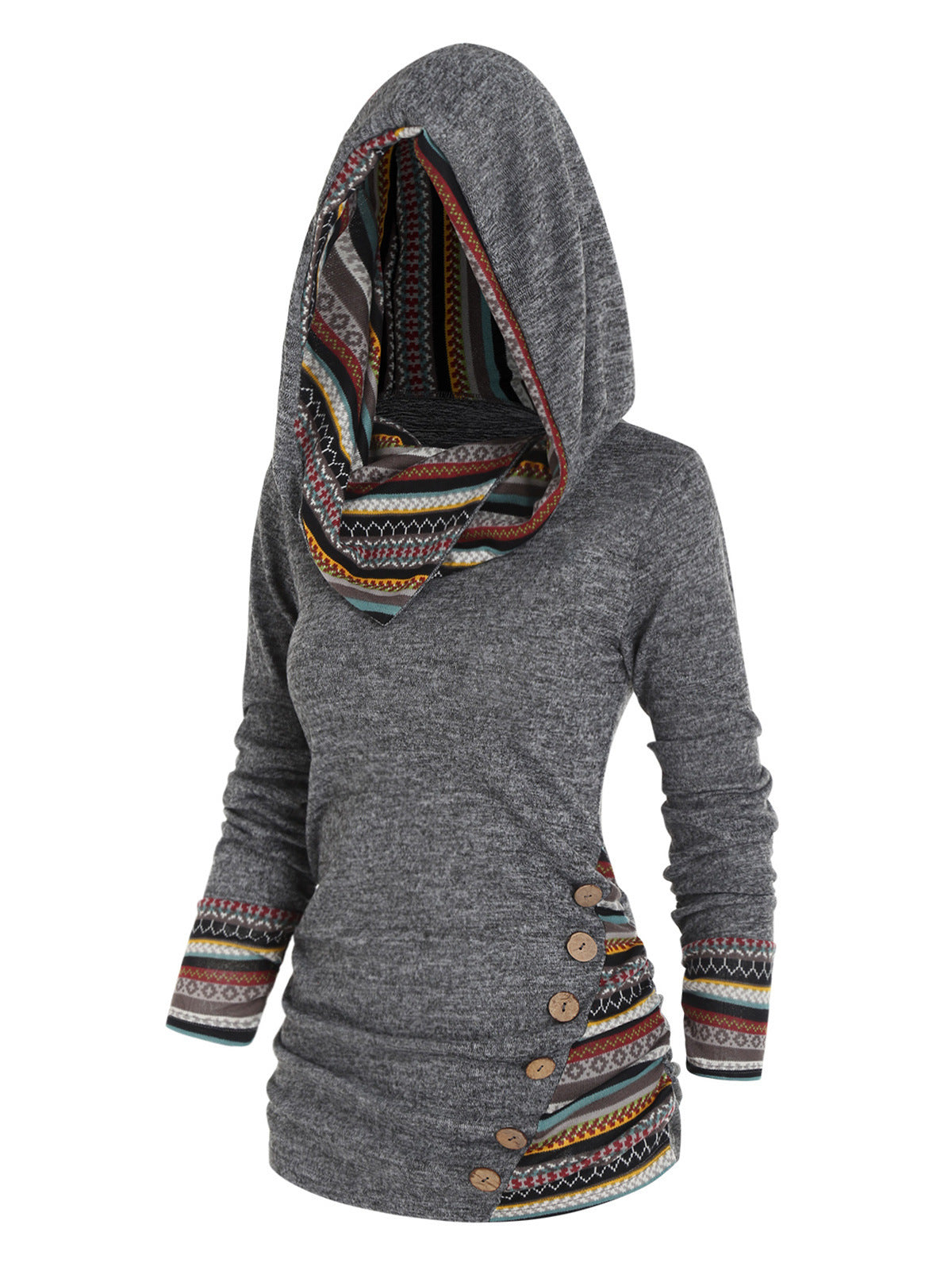Sudadera con capucha boho patchwork para mujer