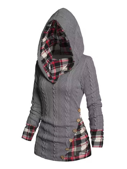 Elena | Sudadera con capucha y patchwork de punto Highland