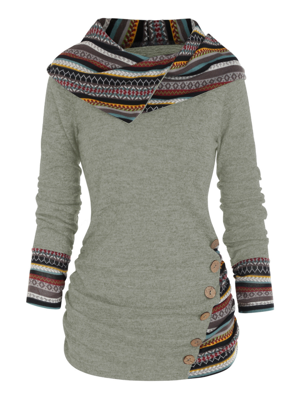 Sudadera con capucha boho patchwork para mujer
