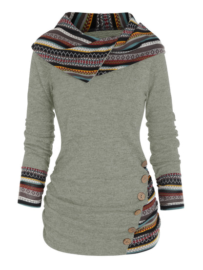 Sudadera con capucha boho patchwork para mujer