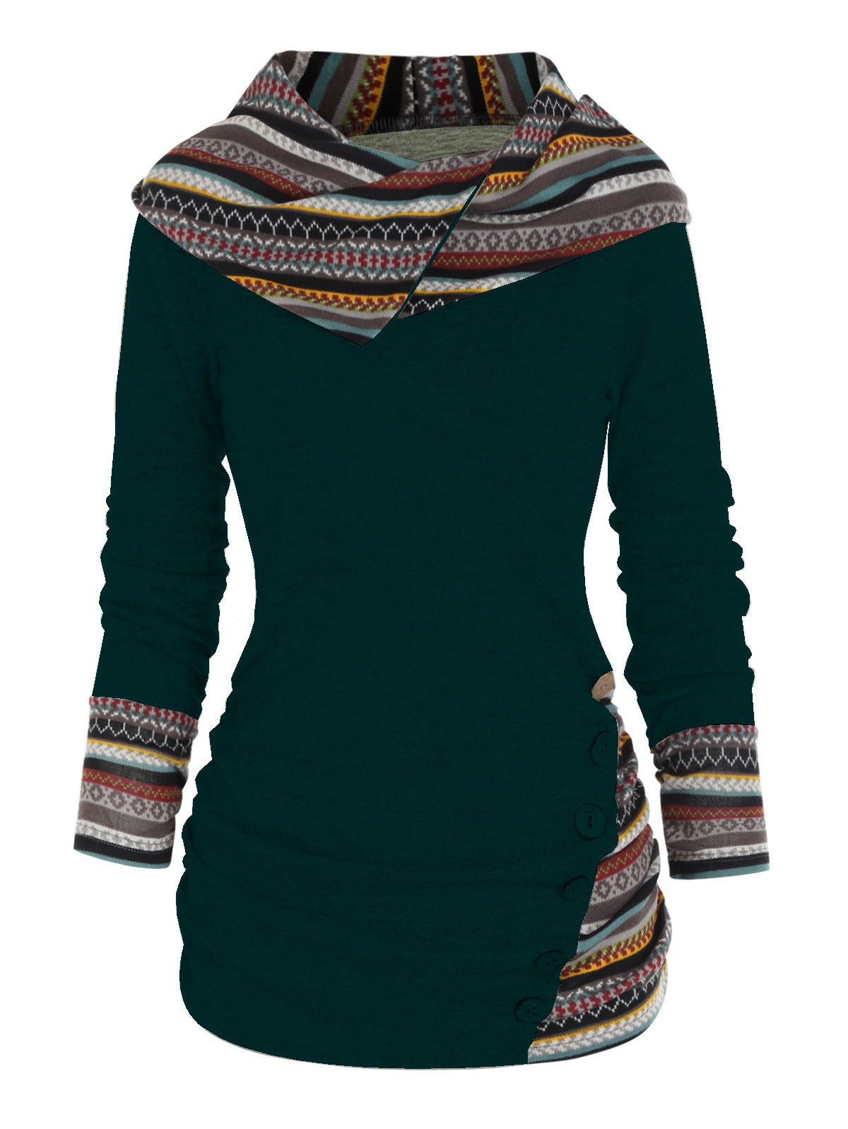 Sudadera con capucha boho patchwork para mujer