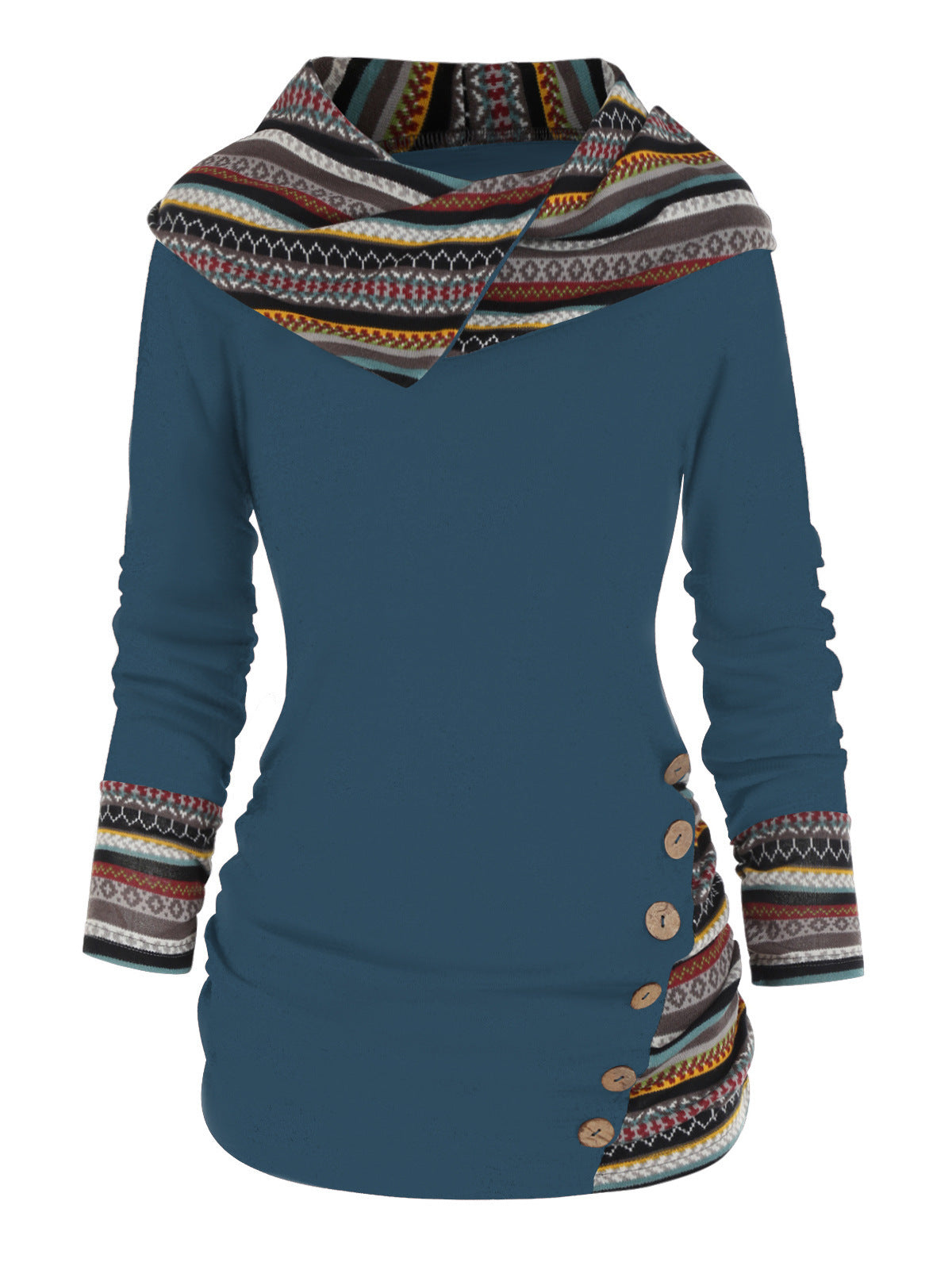 Sudadera con capucha boho patchwork para mujer
