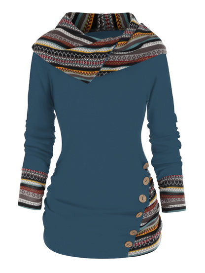 Sudadera con capucha boho patchwork para mujer
