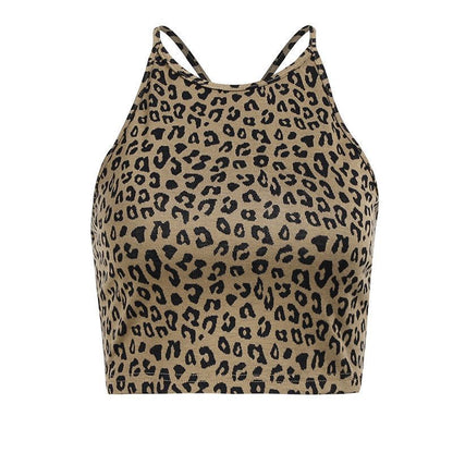 Top con estampado de leopardo sin espalda