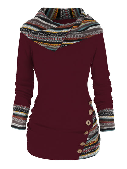 Sudadera con capucha boho patchwork para mujer