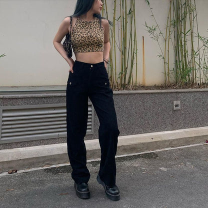 Top con estampado de leopardo sin espalda